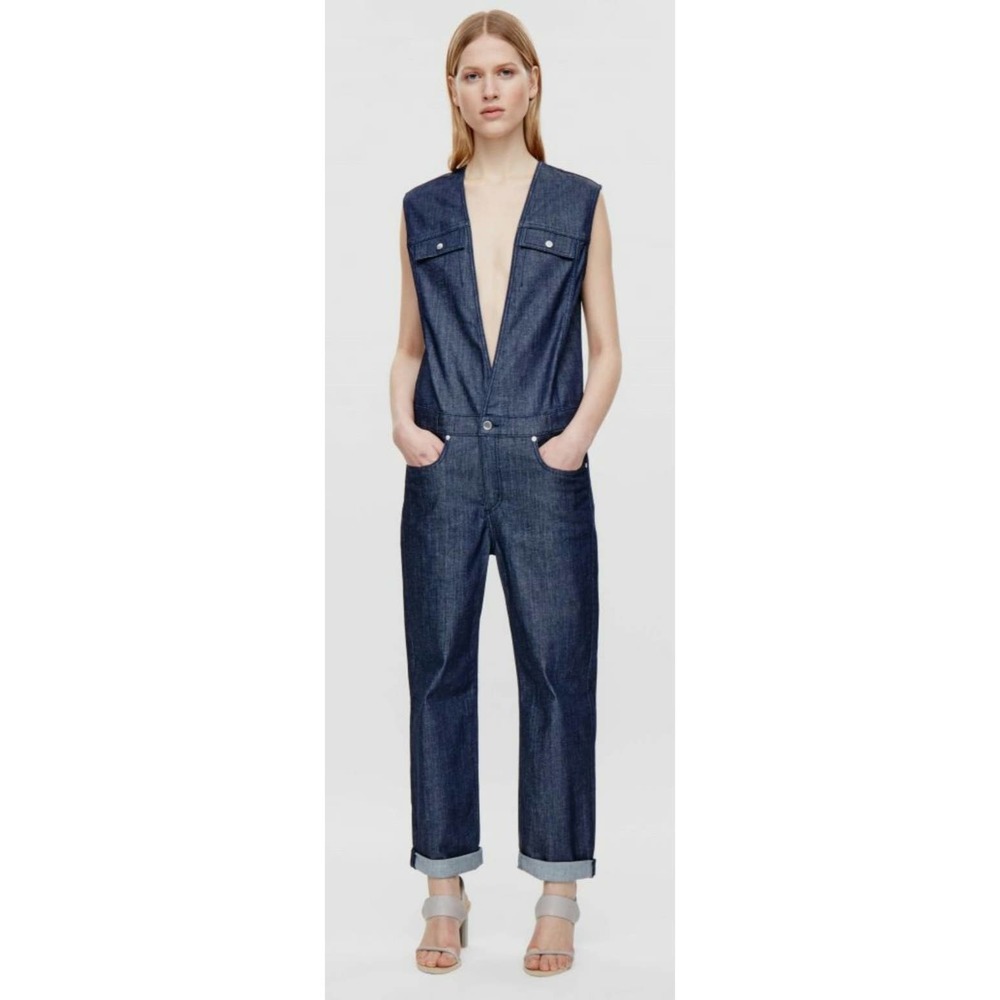 COS Denim Jumpsuit Plunge Neckline NWT